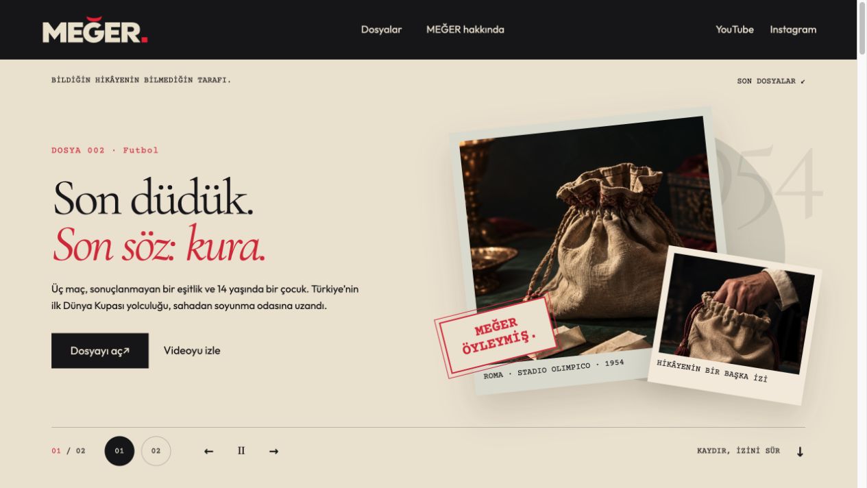 MEĞER Dosya web sitesi — Masaüstü görünümü
